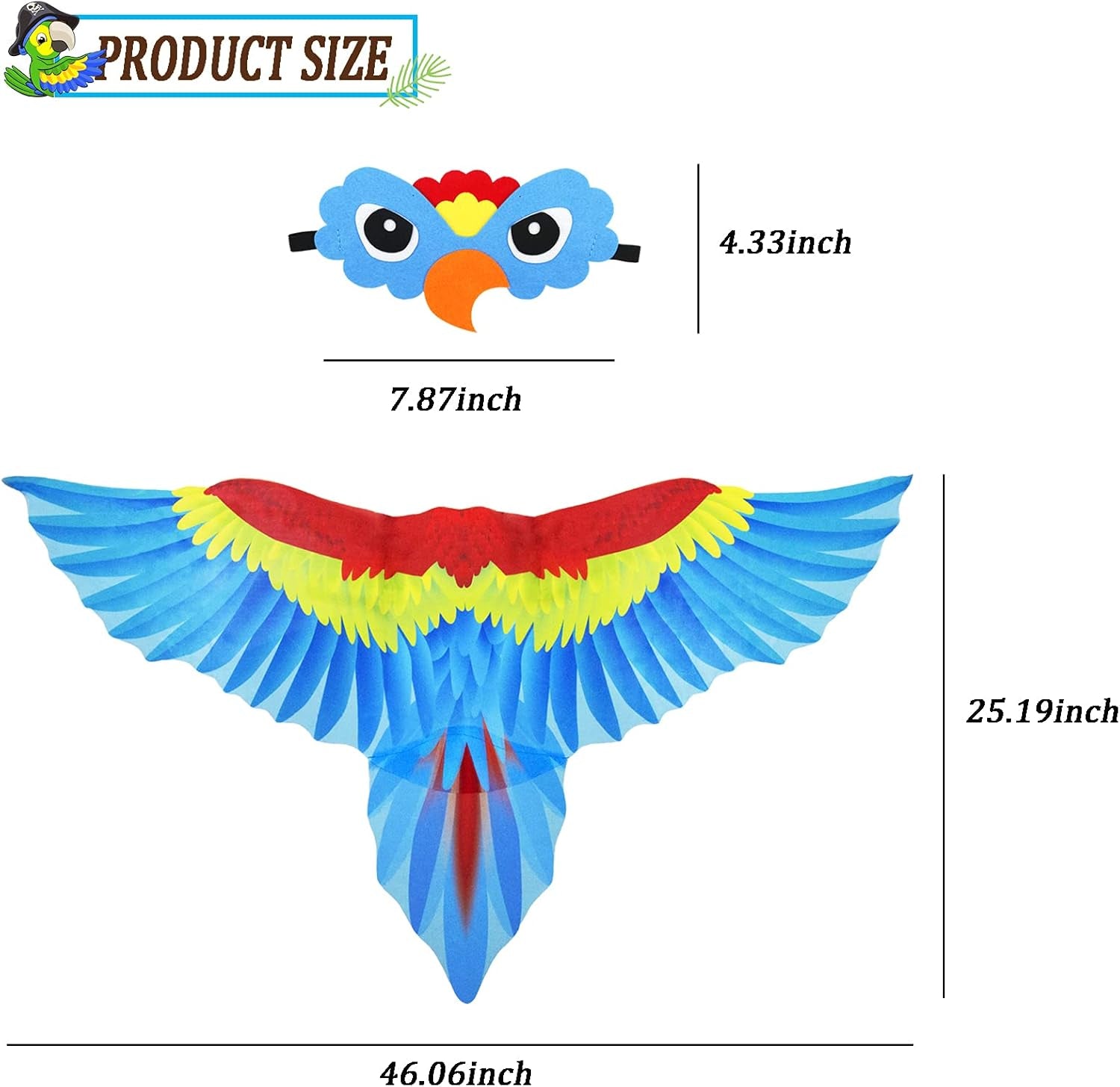 Bird-Costume-Parrot-Wings for Kids with Bird Headbands, Boys Girls Eagle Dress-Up Cape Halloween Party Favors Gifts