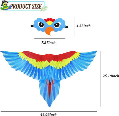 Bird-Costume-Parrot-Wings for Kids with Bird Headbands, Boys Girls Eagle Dress-Up Cape Halloween Party Favors Gifts