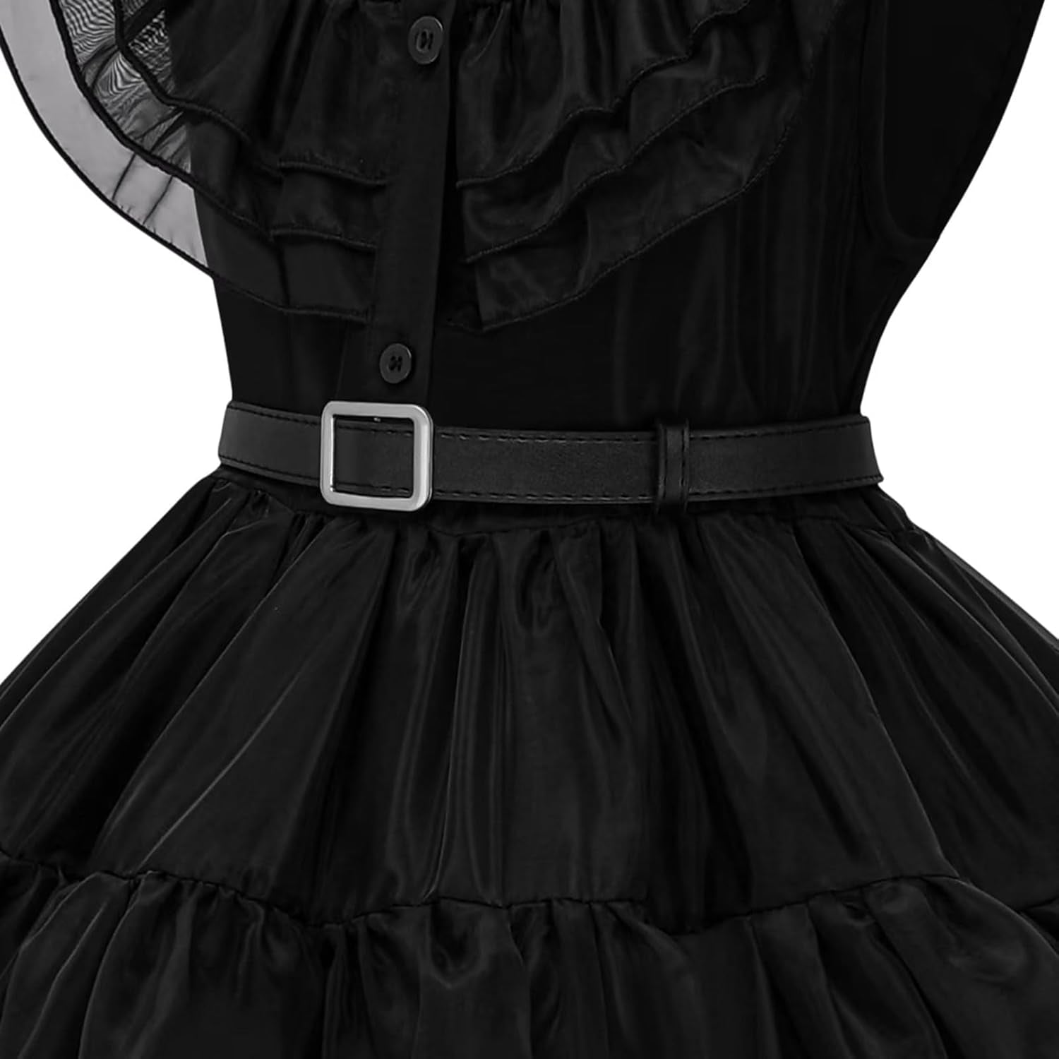 Girls Black Dress up Kids Family Costumes School Rave Halloween Cosplay Party Outfit with Wig Socks Belt