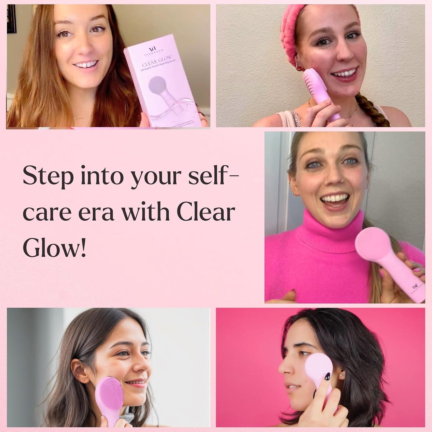 Facial Cleansing Brush - for Deep Cleansing, Gentle Exfoliating and Massaging - Waterproof and Rechargeable Face Cleanser Brush - Silicone Sonic Vibration Face Scrub Brush - Electric Face Washer