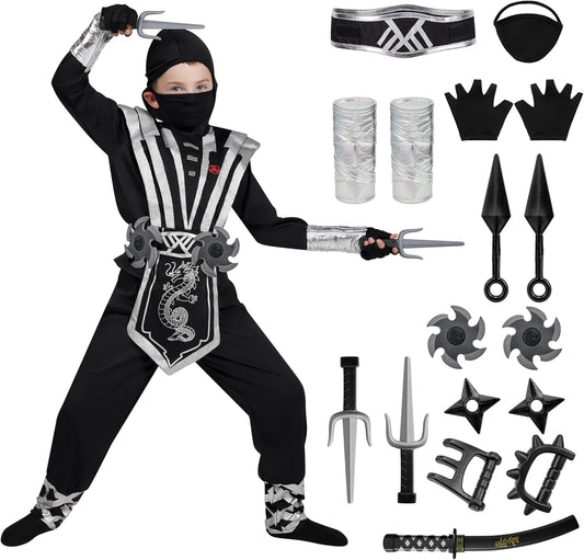 Ninja Deluxe Costume Set with Foam Accessories Toys for Kids Kung Fu Outfit Halloween