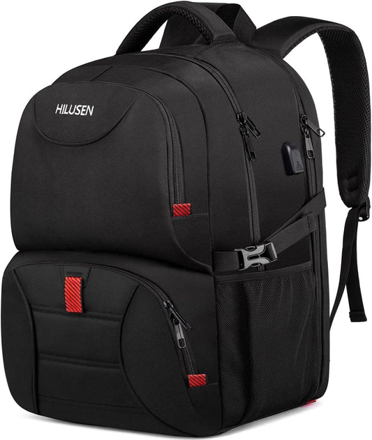 Extra Large Travel Laptop Backpack 50L,Lunch Backpack Business Work Backpack for Men Women with USB Charging Port,Water Resistant TSA Friendly Big 17.3 Inch Computer Bag College School Bookbags Black