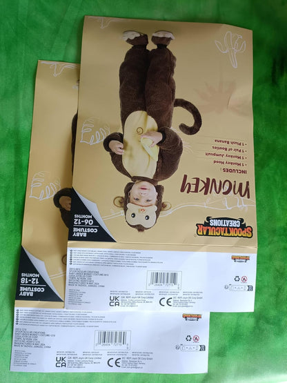 Halloween Toddler Monkey Costume Set with Toy Banana for Baby Halloween Dress Up