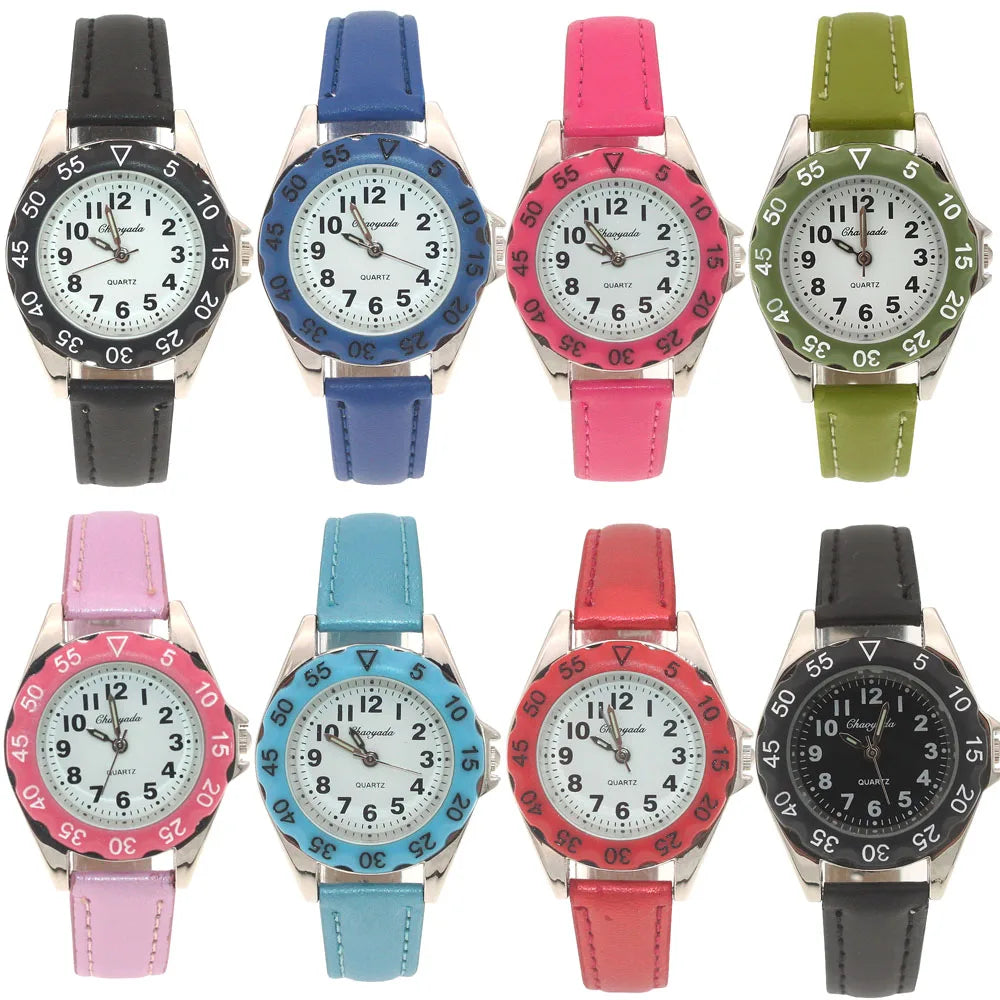Cute Unicorn Girls Watch for Kids Girls Boy Leather Wristwatch Casual Watches Fashion Children Learn Time Watch Kids Watch