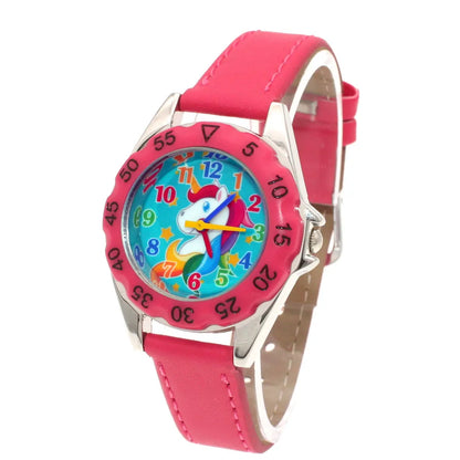 Cute Unicorn Girls Watch for Kids Girls Boy Leather Wristwatch Casual Watches Fashion Children Learn Time Watch Kids Watch