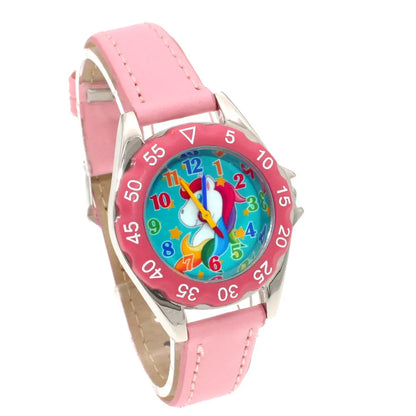 Cute Unicorn Girls Watch for Kids Girls Boy Leather Wristwatch Casual Watches Fashion Children Learn Time Watch Kids Watch