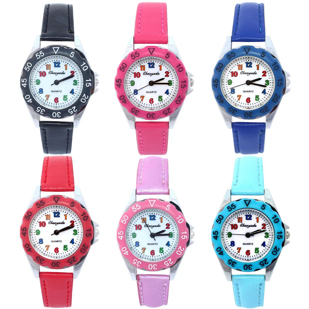 Cute Unicorn Girls Watch for Kids Girls Boy Leather Wristwatch Casual Watches Fashion Children Learn Time Watch Kids Watch