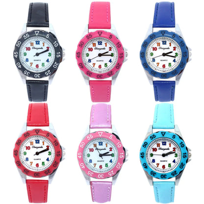 Cute Unicorn Girls Watch for Kids Girls Boy Leather Wristwatch Casual Watches Fashion Children Learn Time Watch Kids Watch