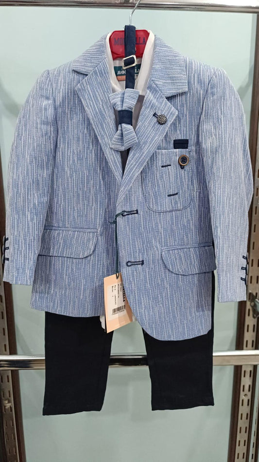 ✨ Costume Garçon Bleu Ciel à Motifs – Élégance Florale pour Cérémonie - EEGT