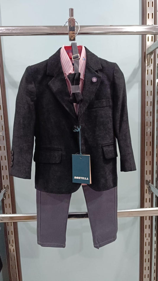 🕴️ Costume Garçon Charbon & Rose – Élégance Intemporelle pour Cérémonie - EEGT