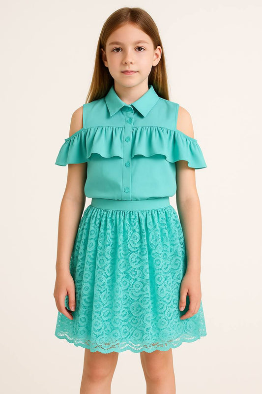 💎 Ensemble Turquoise Dentelle – Charme et Raffinement en Douceur - EVFET