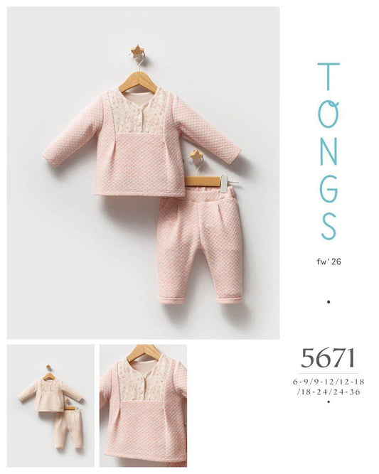 🌸👶 Ensemble Bébé "TONGS" – FW '26 – Rose Texturé et Détail Brodé - EBT