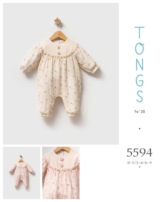 🌼👶 Grenouillère Bébé "TONGS" – FW '26 – Élégance Florale et Confort Douillet - EBT