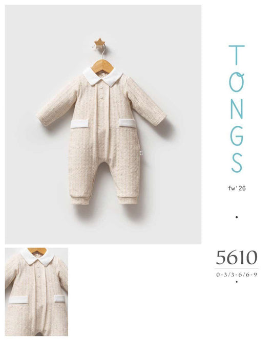 🧸👶 Grenouillère Bébé "TONGS" – FW '26 – Élégance Texturée et Détail Contrasté - EBT