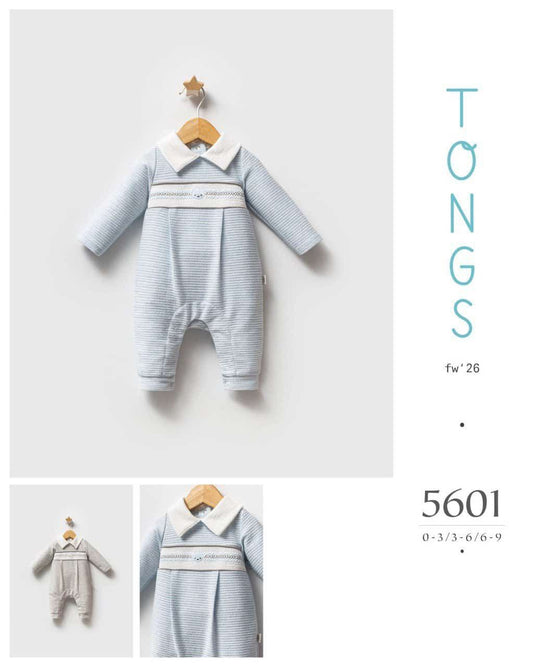 👶🧵 Grenouillère Bébé "TONGS" – FW '26 – Élégance Rayée et Détail Couture - EBT