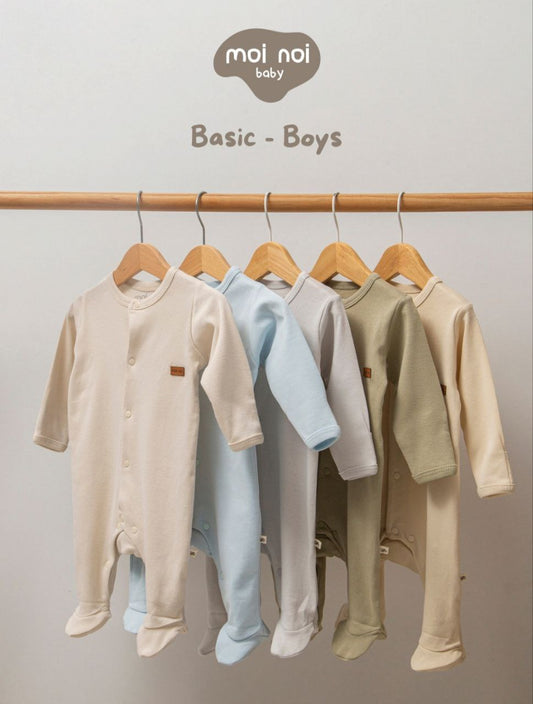 👶🧸 Combinaisons Bébé "moi noi baby – Basic Boys" – Confort Minimaliste et Style Naturel - EBT2