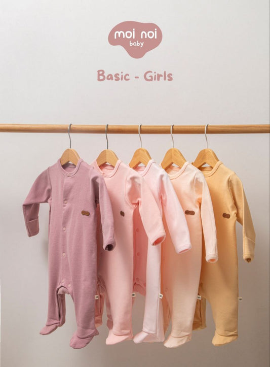 👶🌸 Combinaisons Bébé "moi noi baby – Basic Girls" – Douceur Pastel et Confort Essentiel - EBT
