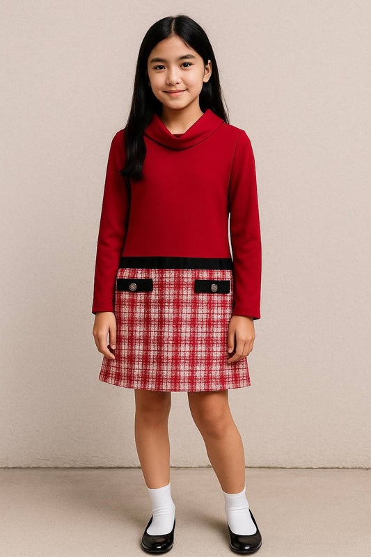 🔴 Robe Fille "Rouge Élégance" – Un style classique revisité avec charme - REFT