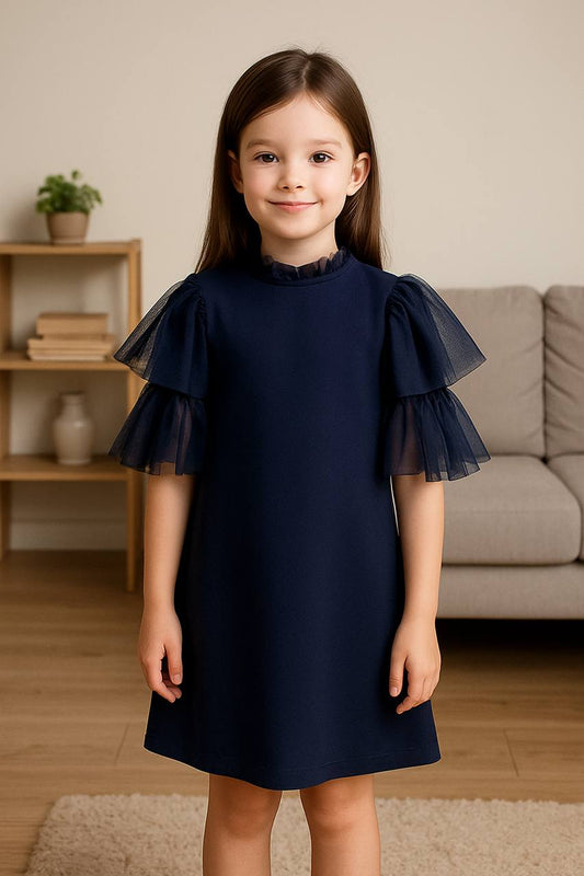 💙 Robe Fille "Velours d’Ombre" – Élégance douce et détails raffiné - REFT