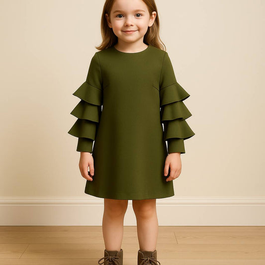 🌿 Robe Fille "Olive Bohème" – Simplicité moderne et esprit libre - REFT