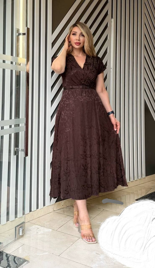 🤎 Robe Longue Café – Élégance Naturelle et Détail Subtil - RFT