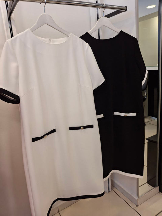 ⚫⚪ Robe Bicolore Chic – Minimalisme Élégant et Détail Raffiné - RFT
