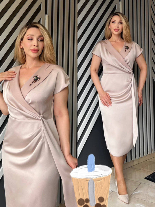 Robe Cache-Cœur Brochée – Élégance Minimaliste et Charme Structuré - RFT
