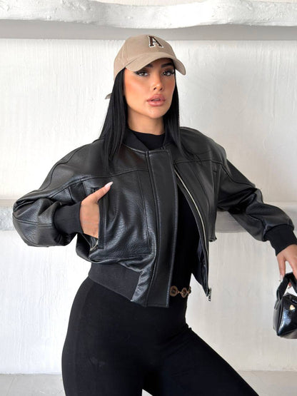 Veste bomber cuir synthétique - vue dos