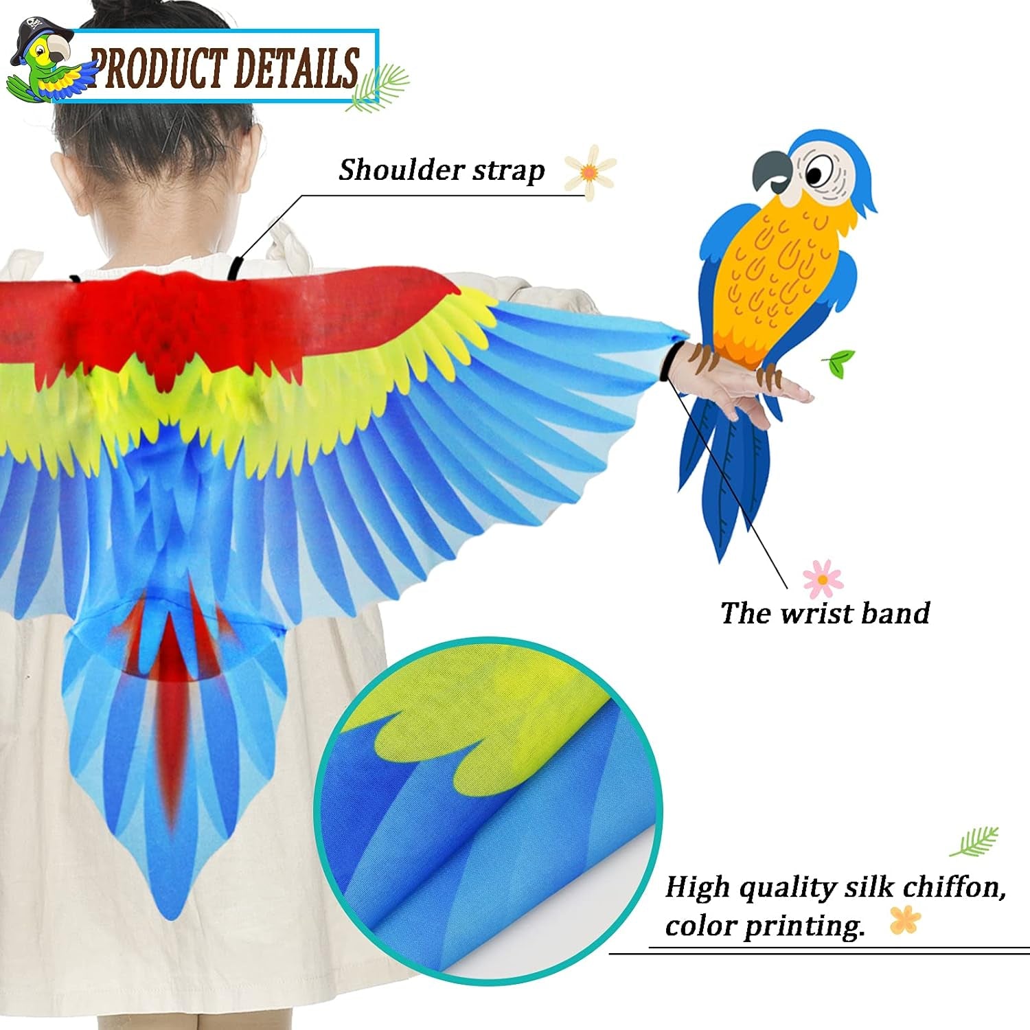 Bird-Costume-Parrot-Wings for Kids with Bird Headbands, Boys Girls Eagle Dress-Up Cape Halloween Party Favors Gifts