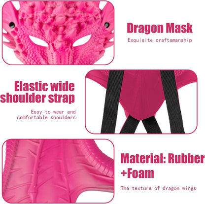 Dragon Kids Halloween Dragon Set 3PCS Face Covers Tail Cosplay Costume Photo Props Red