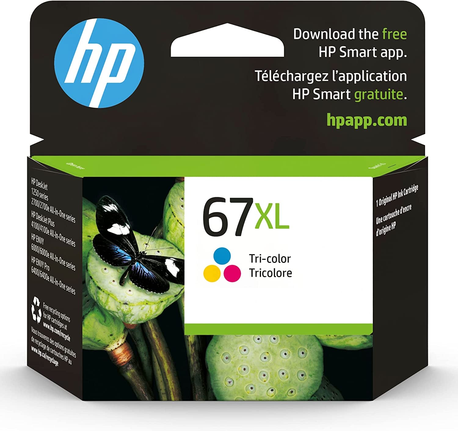 Original  67 Black Ink Cartridge | Works with  Deskjet 1255, 2700, 4100 Series,  Envy 6000, 6400 Series | Eligible for Instant Ink | 3YM56AN