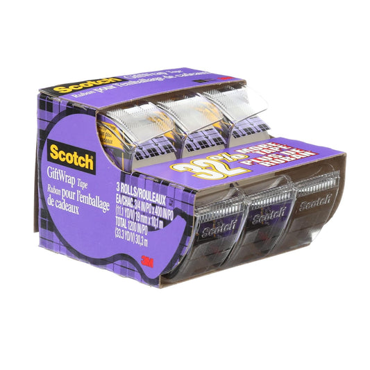 Tape Gift Wrap Tape, 19Mm Wide X 10.1M, 3 Rolls in Dispensers