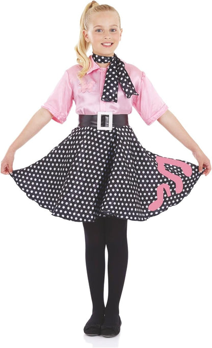 1950S Sock Hop Costume for Girls Pink Poodle Skirt Dress Halloween Book Character Costume