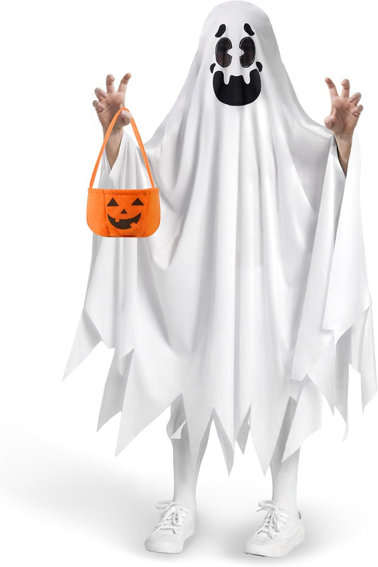Ghost Boo and Friendly Costume for Child Halloween Spooky Trick-Or-Treating