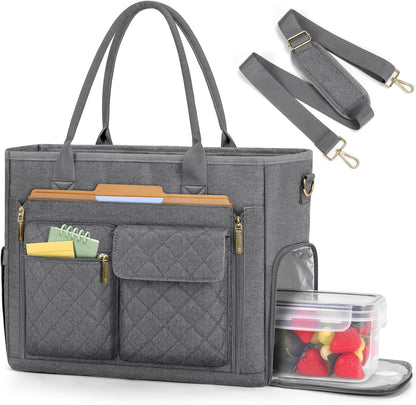 Teacher Tote Bag with Lunch Compartment 15.6 Inch Laptop Bag for Women Large Work Bags Nurse Bag Laptop Briefcase