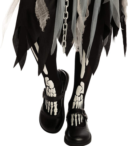 Girl Grim Reaper Costume with Gloves and Tights Glow in the Dark, Scary Halloween Costume