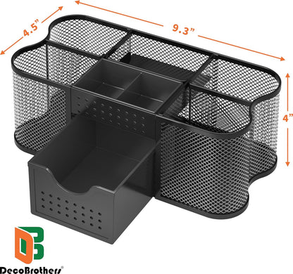 Decobrothers Desk Organizers Pencil/Pen Holder Caddy Storage Accessories for Office, Black
