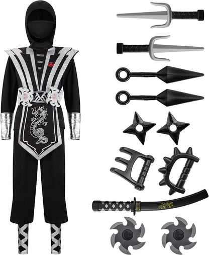 Ninja Deluxe Costume Set with Foam Accessories Toys for Kids Kung Fu Outfit Halloween