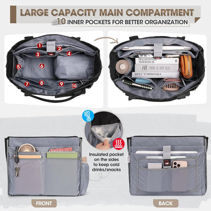 Teacher Tote Bag with Lunch Compartment 15.6 Inch Laptop Bag for Women Large Work Bags Nurse Bag Laptop Briefcase