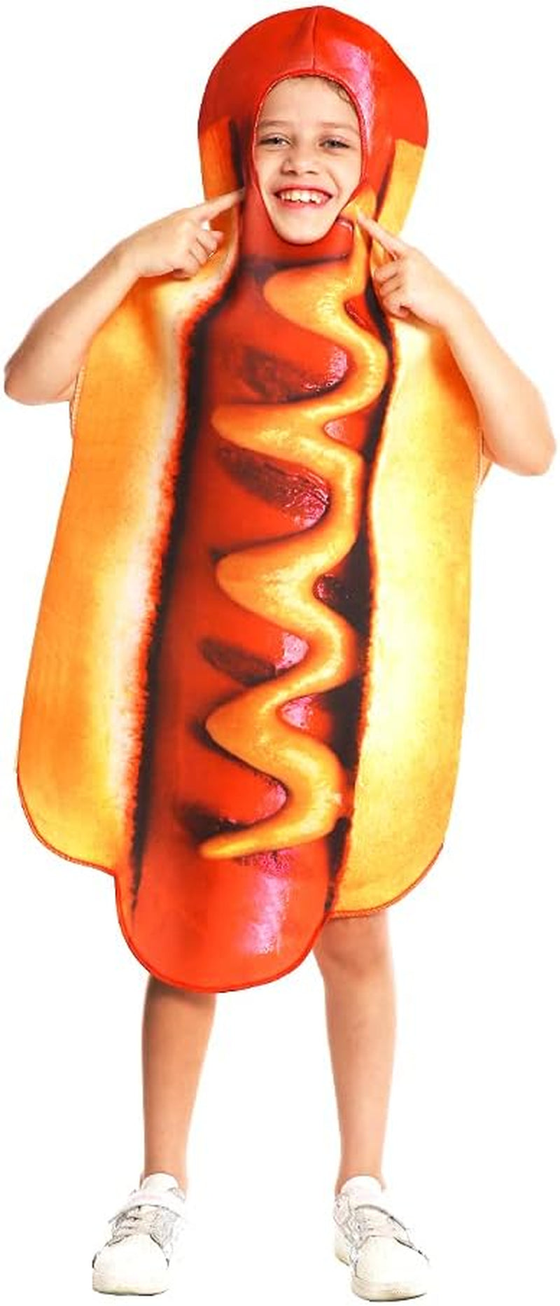 Boy Hot Dog Costume Role Play Food Hotdog Jumpsuit Cosplay Kids Girl Halloween Costumes (Fit 4-8 Years Old)