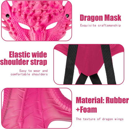 Dragon Kids Halloween Dragon Set 3PCS Face Covers Tail Cosplay Costume Photo Props Red