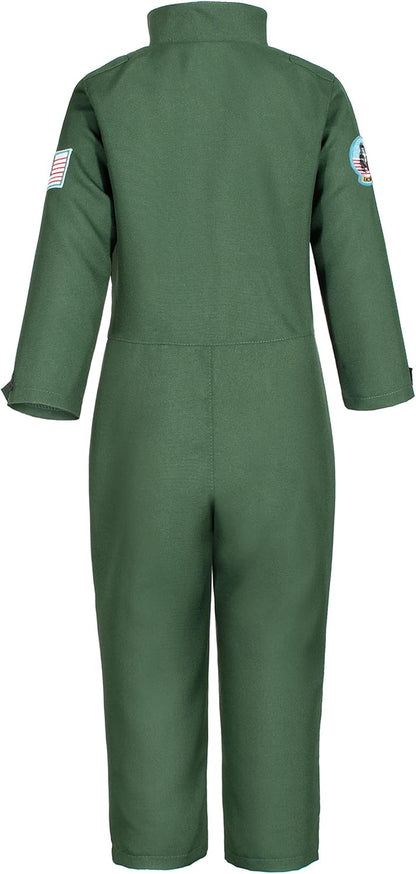 Kids Fighter Pilot Costume - Air Force Flight Suit Roleplay Dress up with Aviator Accessories for Girls Boys