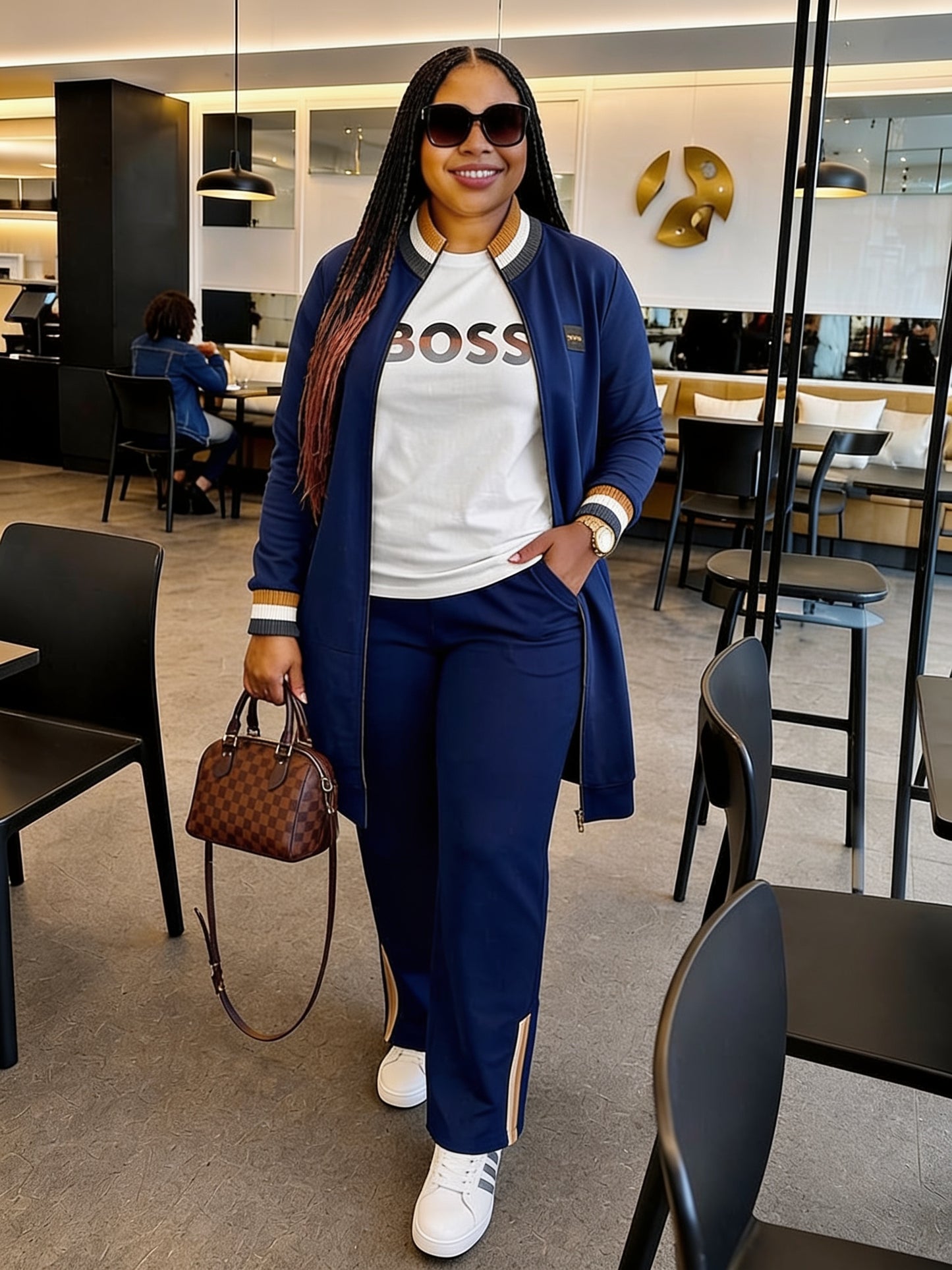 Ensemble 3 pièces cardigan long zippé t-shirt pantalon - vue supplémentaire 2
