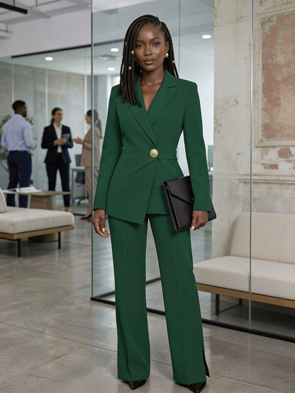 Tailleur Blazer Asymétrique - Vert Émeraude