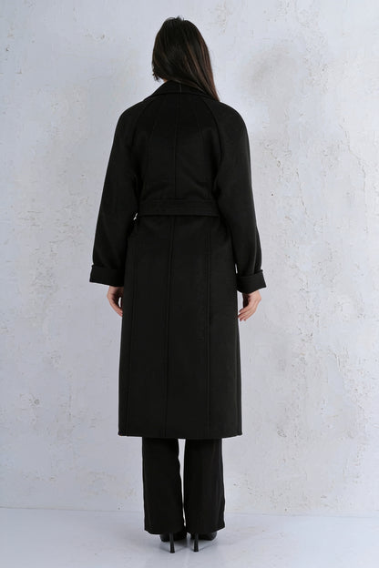 Manteau Long Col Revers - Noir dos
