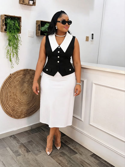 Ensemble Gilet Structuré & Jupe Midi