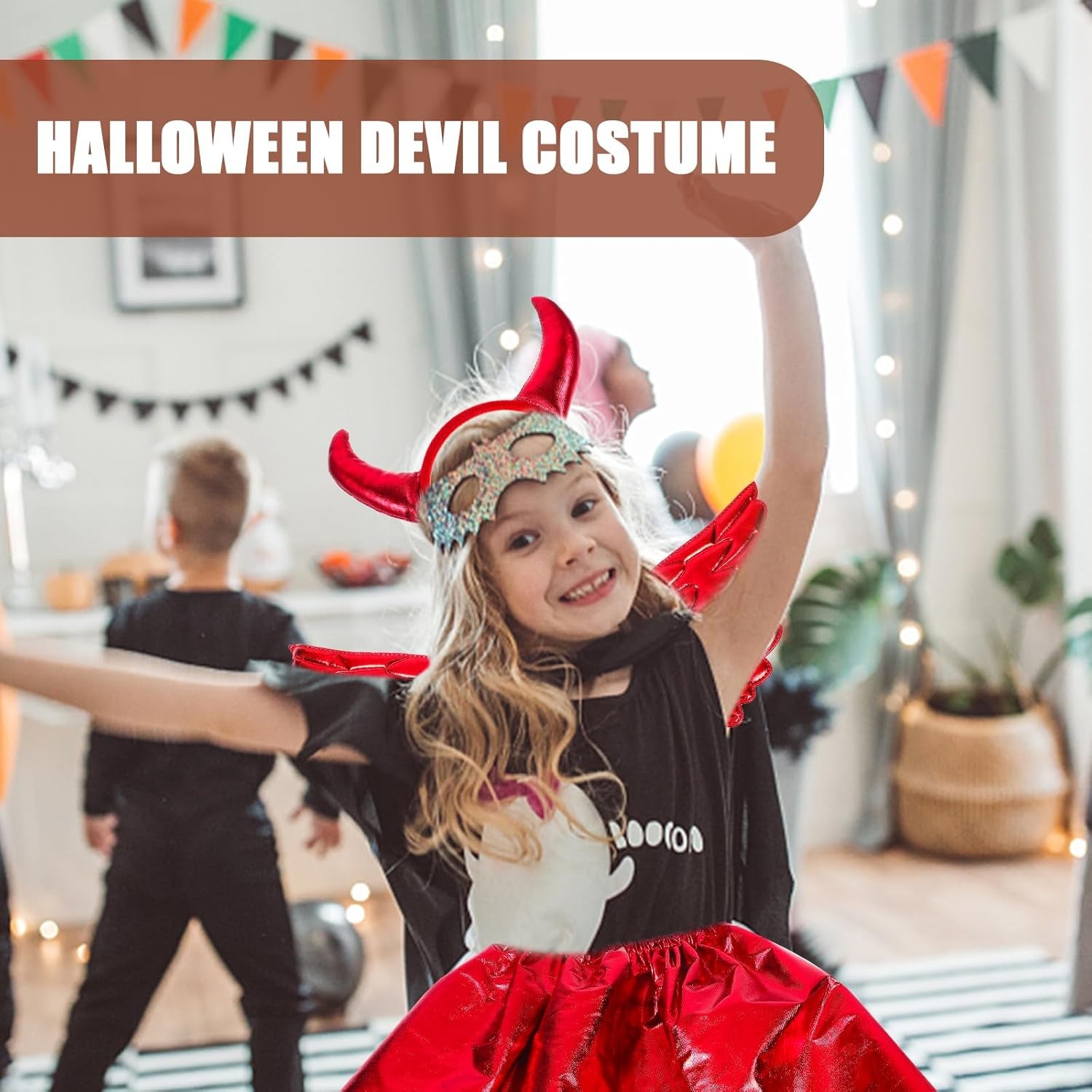 4Pcs 1 Set Halloween Costume Includes Skirt Wings Headband and Fork for Kids Perfect for Halloween Parties And