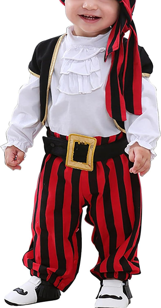 Toddler Baby Pirate Costume for Halloween Captain Stinker Infant Party Costume Set 12M-6T