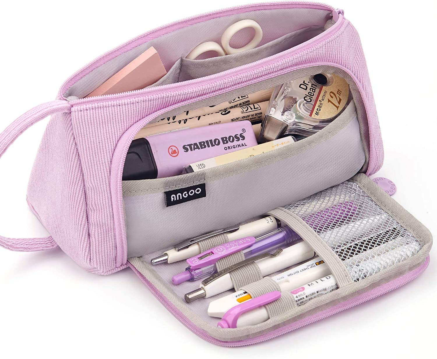 Big Capacity Pencil Case Pouch Pen Case Simple Stationery Bag School College Office Organizer for Teens Girls Adults Student, Plaid White, 8.4 X 4.5 X 1.4 Inches, Simple,Travel