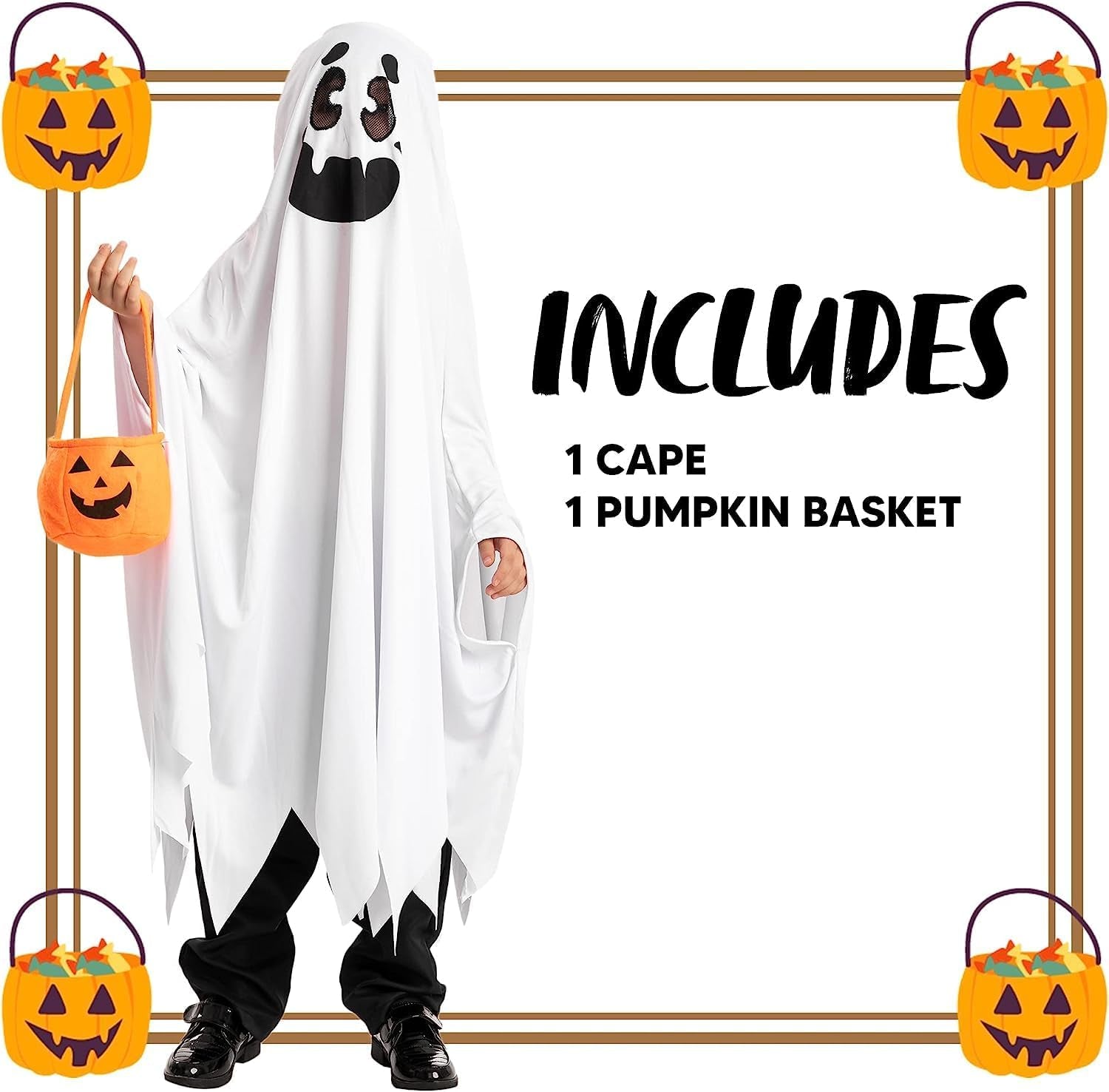 Ghost Boo and Friendly Costume for Child Halloween Spooky Trick-Or-Treating